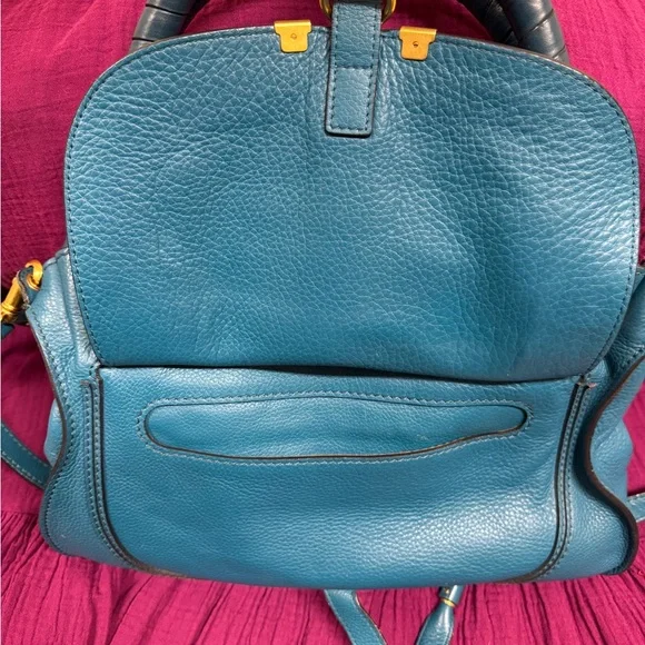 Chloe Blue Crossbody Bag with Gold Accents - Picture 6 of 13